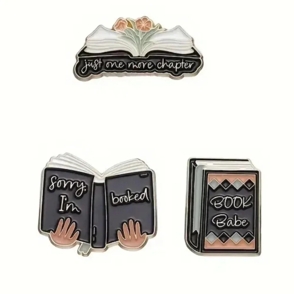 Literary Chic: Enamel Book Pins Set for Ladies